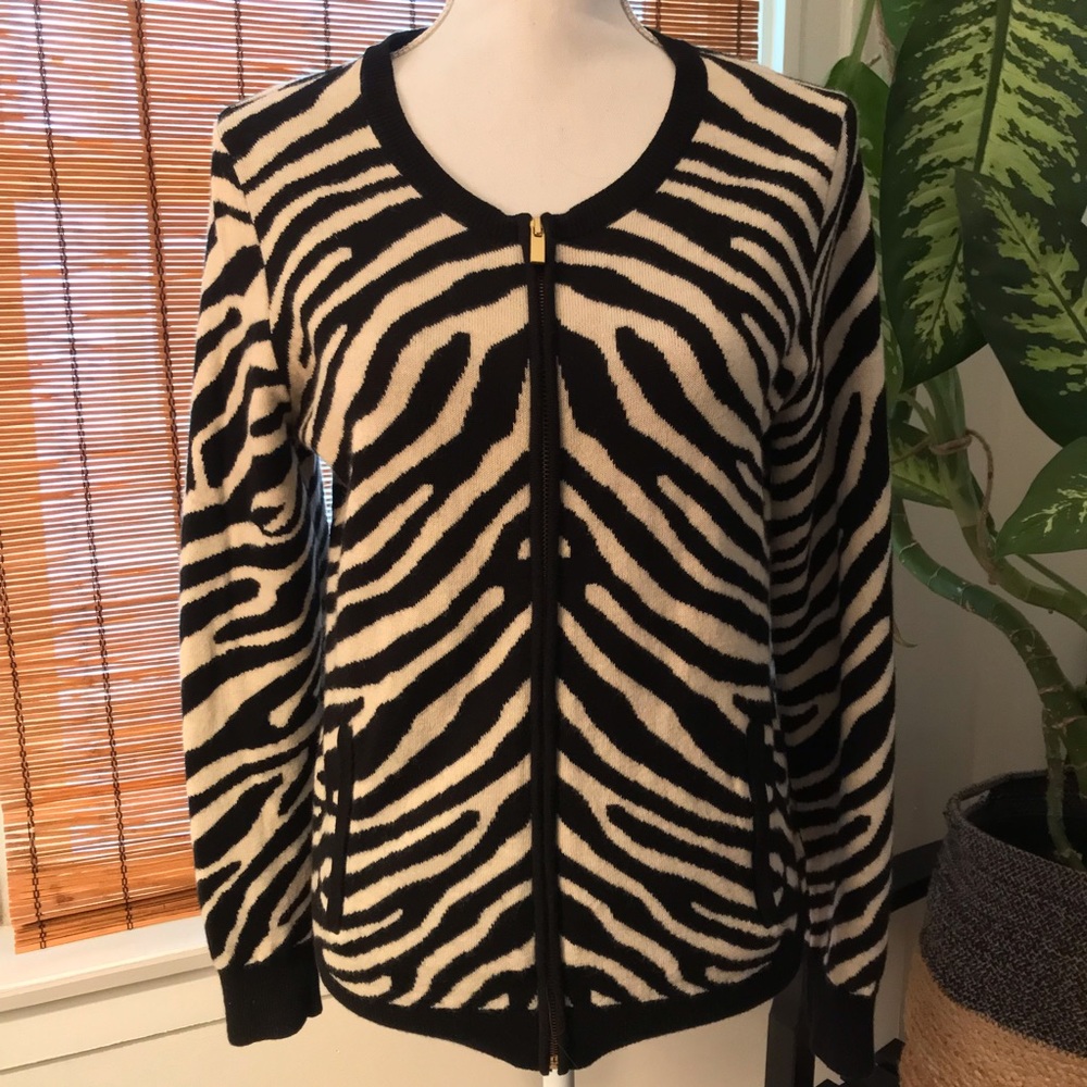 BANANA REPUBLIC merino wool front zip cardigan, L